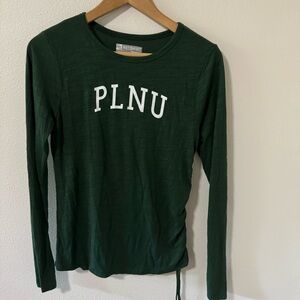 Point Loma PLNU Redshirt Long Sleeve Side Ruched Graphic Tee Green-Small